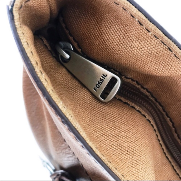 Fossil Long Live Vintage Rich Tan Rugged Leather Tote Carryall Shoulder Bag - Picture 6 of 15